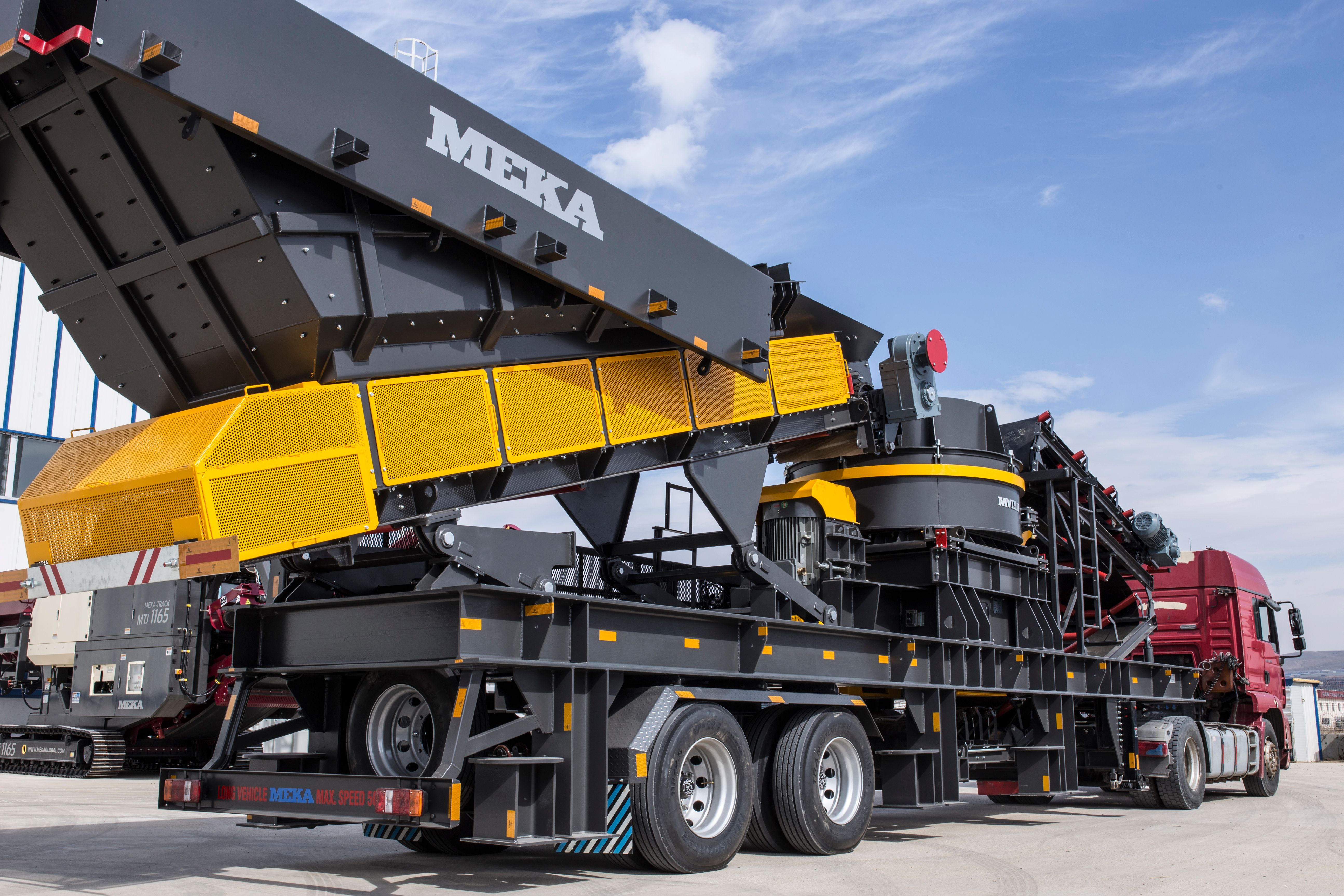 Dump truck hauling bulk construction materials